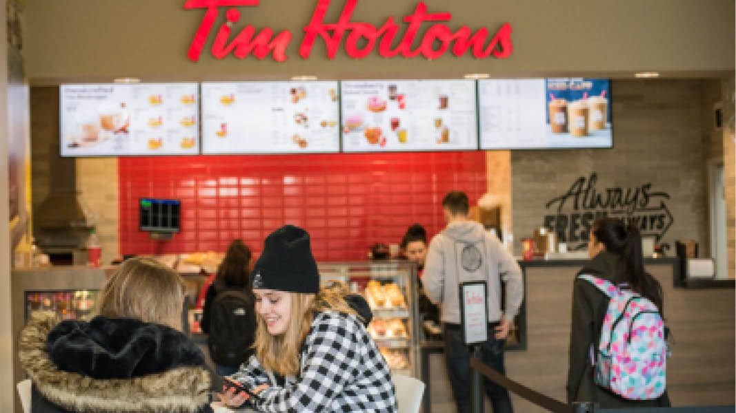 A busy Tim Hortons coffee shop on the UFV campus
