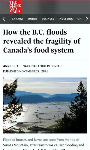 How the B.C. floods revealed the fragility of Canada’s food system, Globe and Mail, Lenore Newman