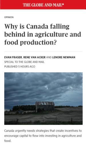 Why is Canada falling behind in agriculture and food production