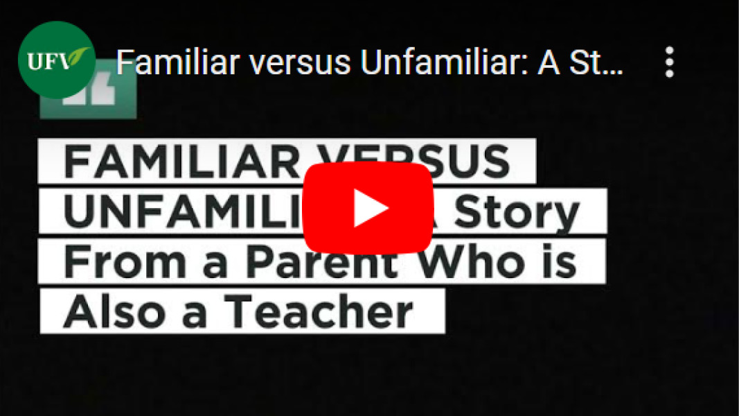 Video thumbnail with the words Familiar vs Unfamiliar visible on screen