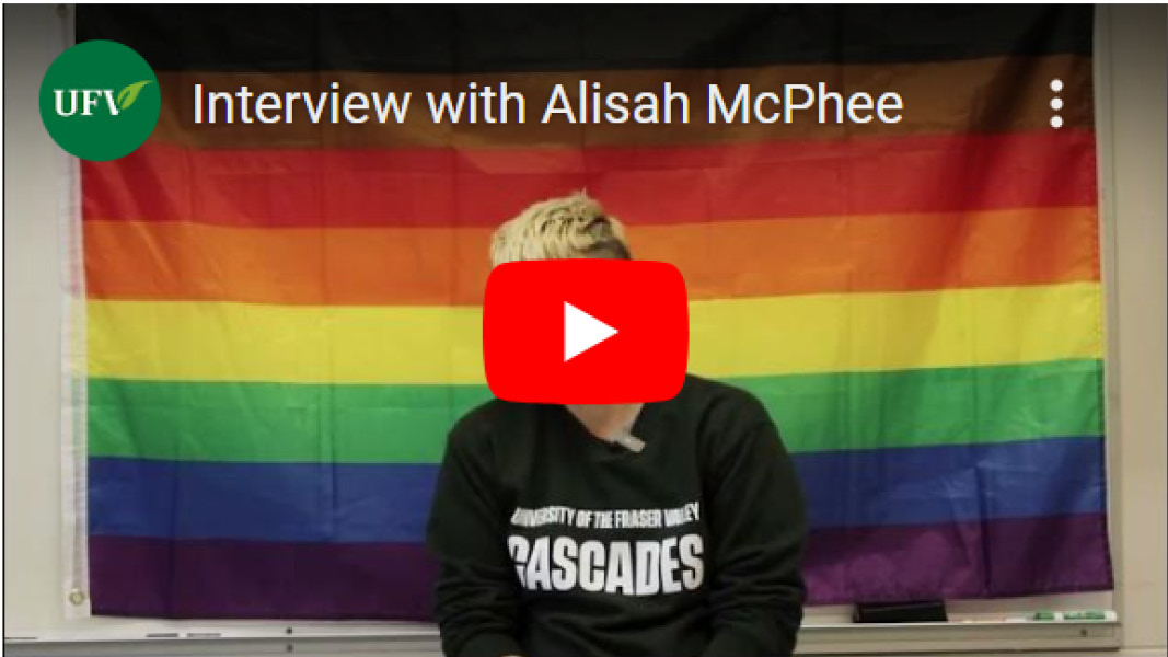 Video thumbnail with Alisah M visible in the frame and a rainbow flag in the background